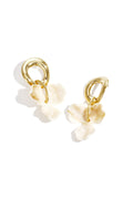 Round earrings with hanging flower