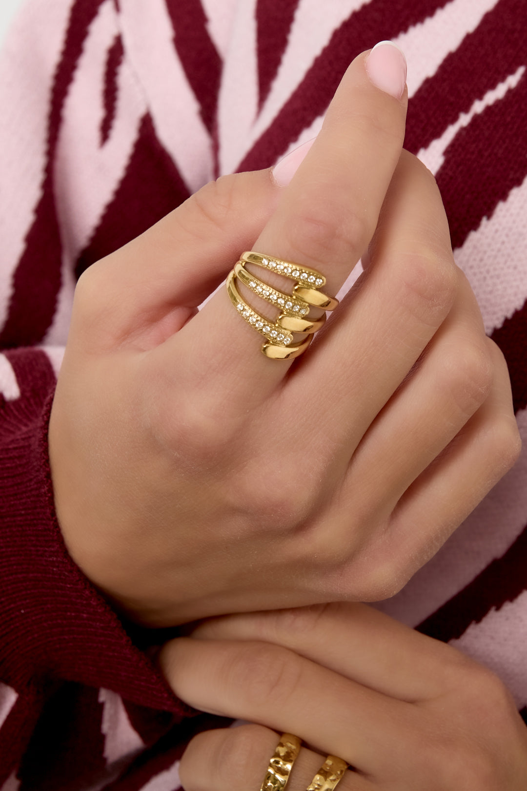 Stainless Steel Statement Rings lines Casual Daily Simple Series Women's jewelry