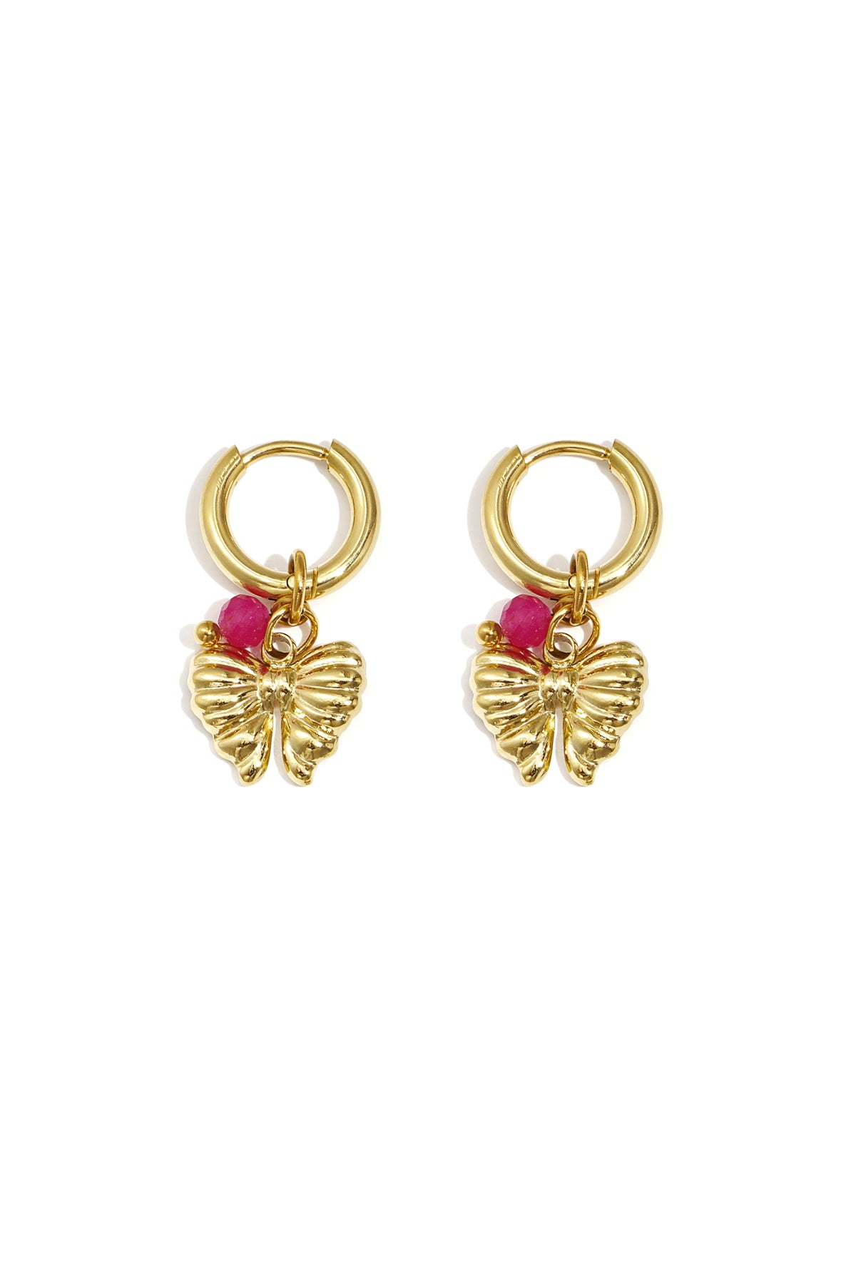 Earrings with hanging bow charm and bead